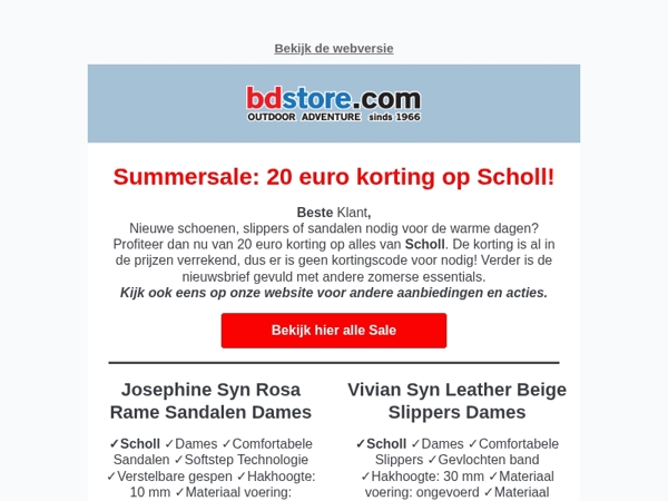 Summersale! 20 euro korting op Scholl