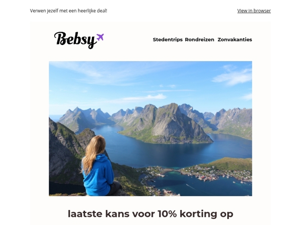 laatste kans voor 10% korting op ALLE REIZEN!