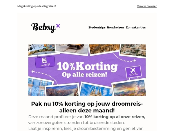 10% korting op alle reizen!