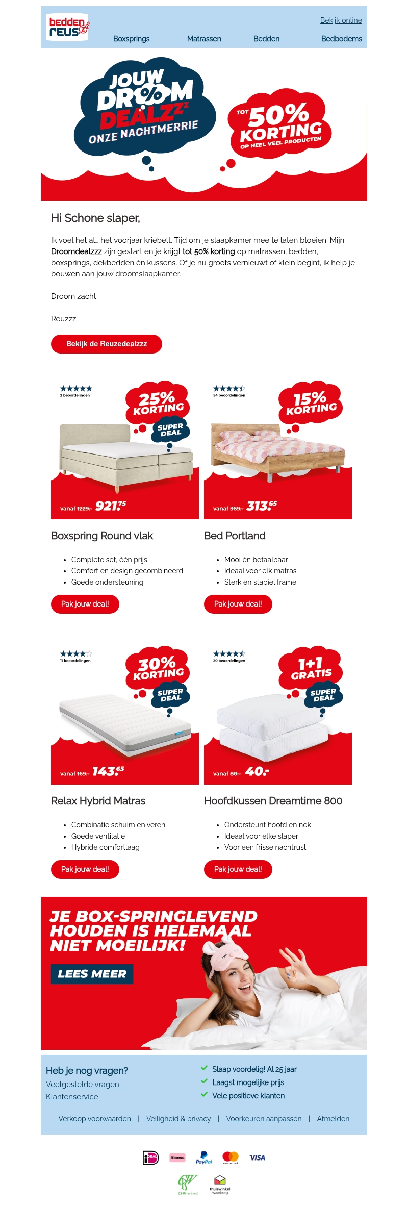 Tot 50% korting op slaapcomfort Tot 50% korting op slaapcomfort