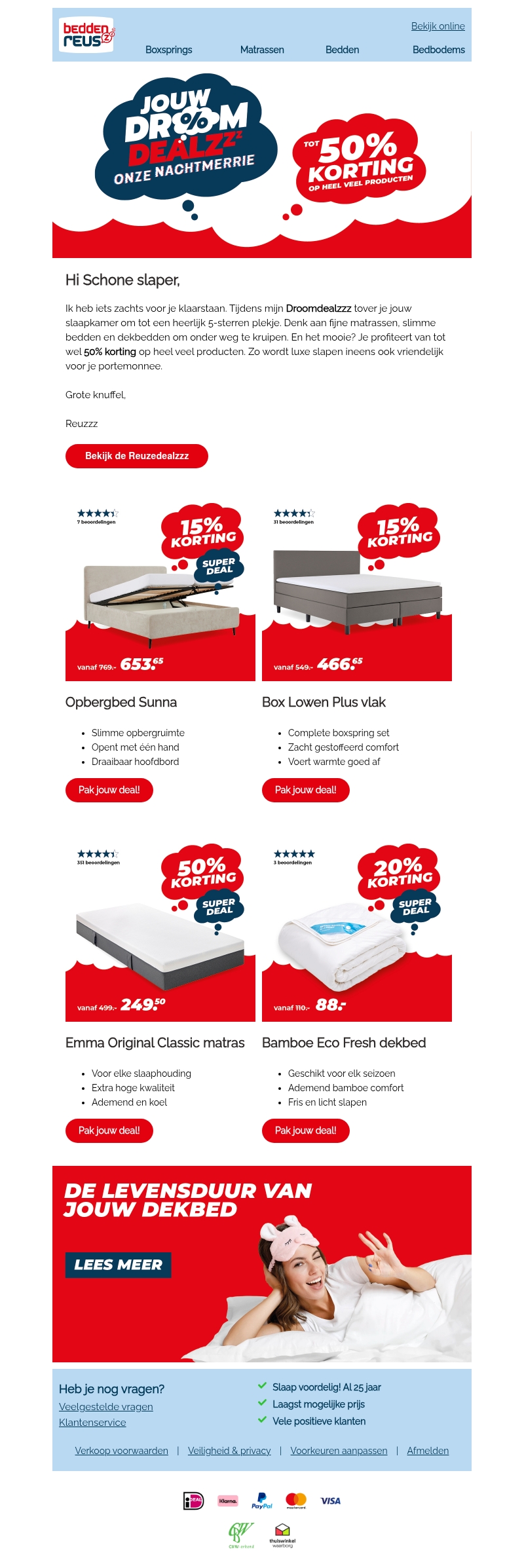 Tot 50% korting op jouw droombed Tot 50% korting op jouw droombed