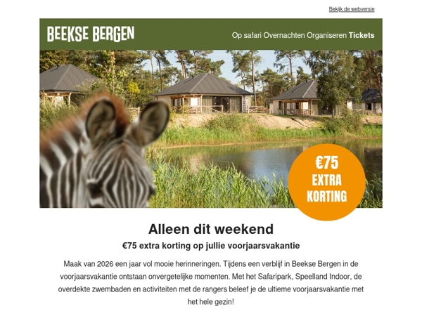 Alleen dit weekend: €75 extra korting