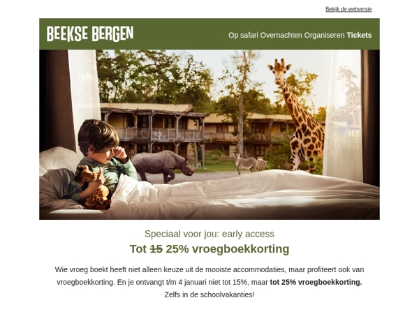 Early access: tot 25% vroegboekkorting