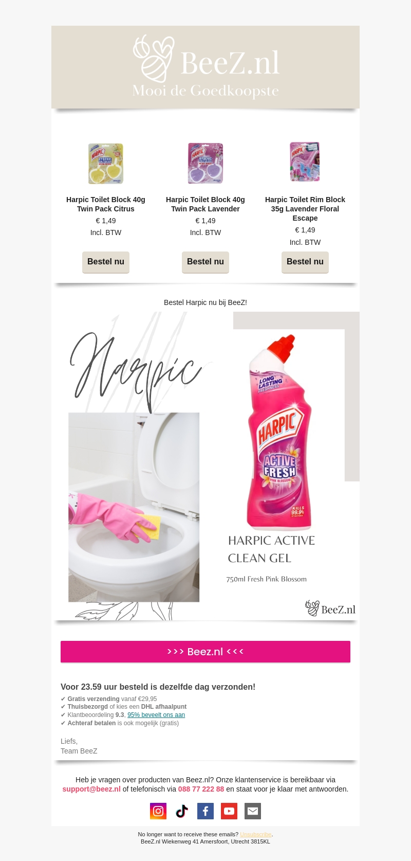 Bestel Harpic nu bij BeeZ! Bestel Harpic nu bij BeeZ!