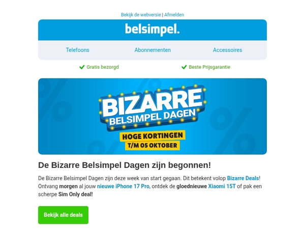 De Bizarre Belsimpel dagen zijn van start!
