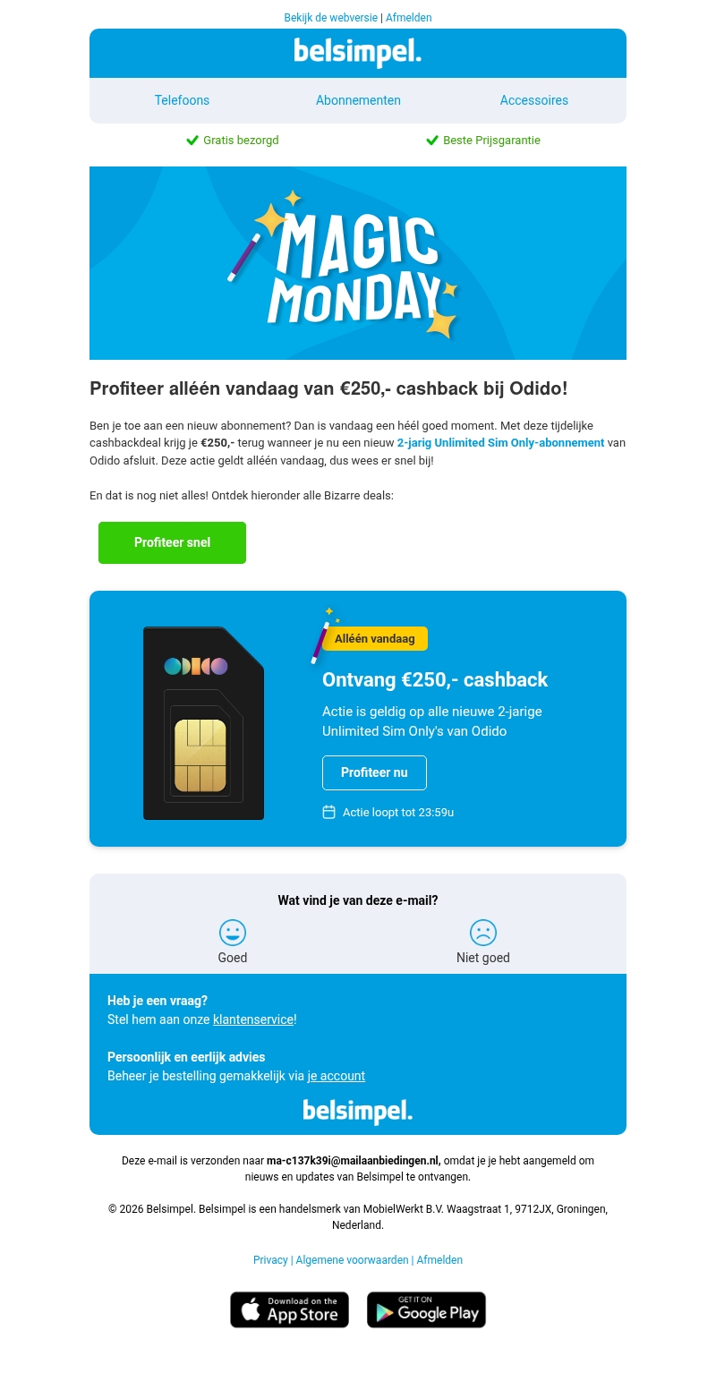 Krijg nú €250,- cashback bij Odido! Krijg nú €250,- cashback bij Odido!