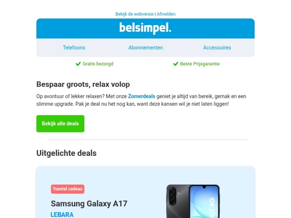 Laat de zon schijnen op de deals van Belsimpel!