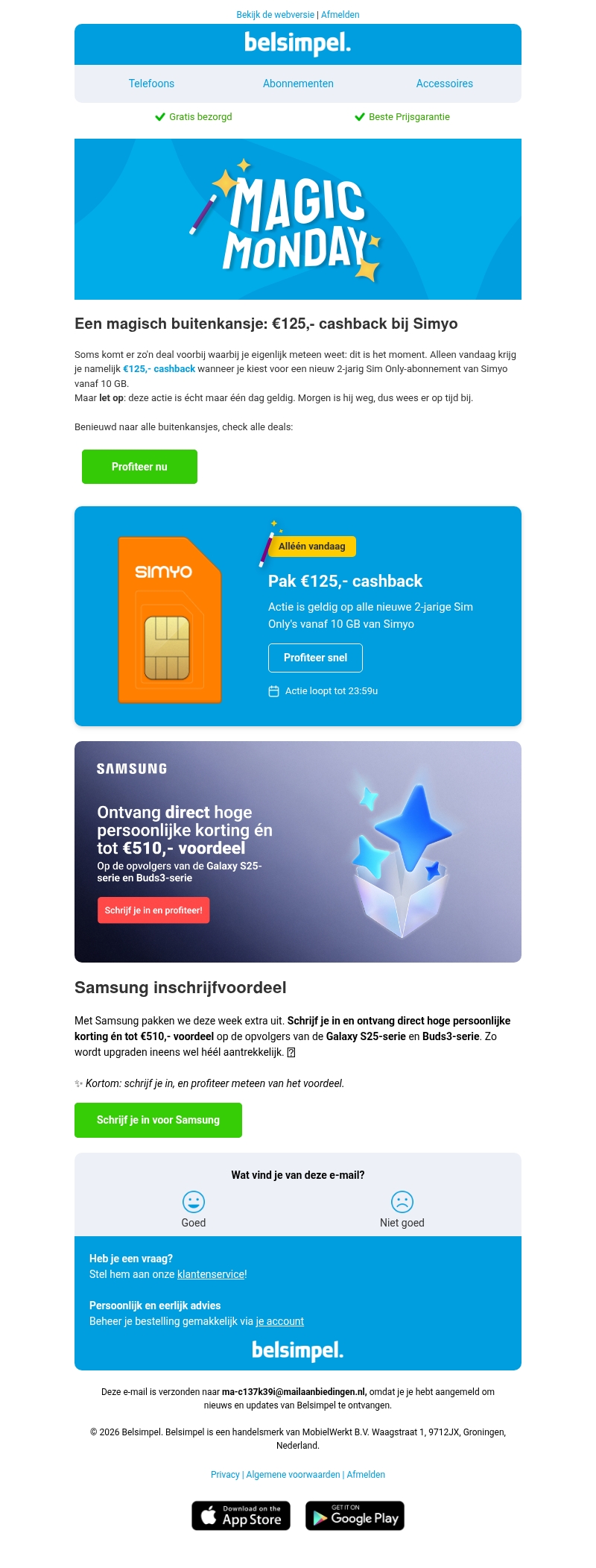 Alléén vandaag: €125,- cashback bij Simyo! Alléén vandaag: €125,- cashback bij Simyo!