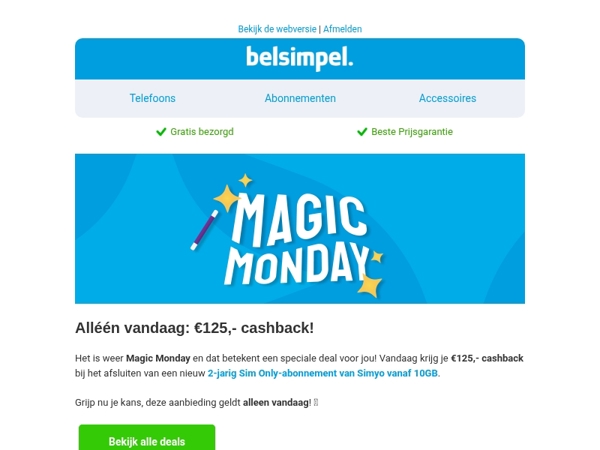 Ontvang €125,- cashback!