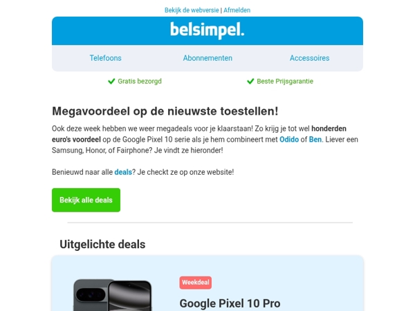 Krijg tot wel €350,- korting op de Google Pixel 10 serie!