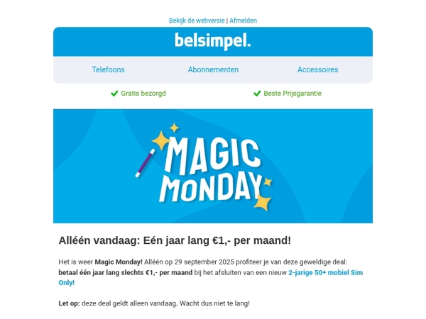 Eén jaar lang €1,- per maand!