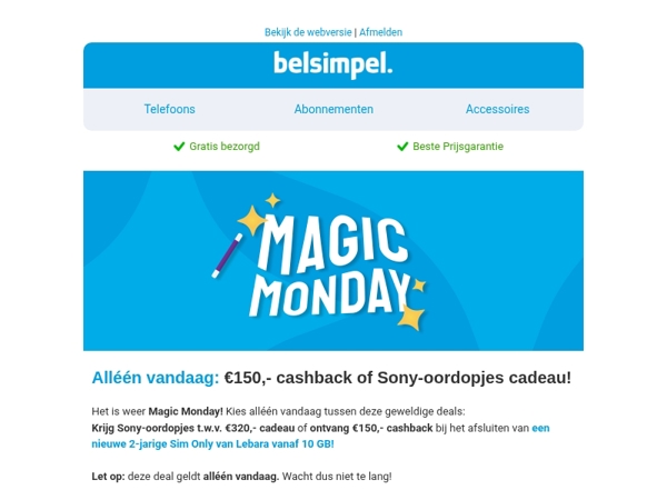 Alléén vandaag €150,- cashback of Sony-oordopjes cadeau!