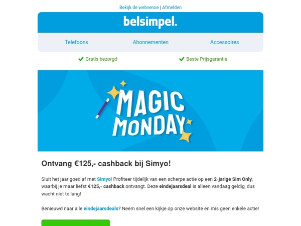 Ontvang nu €125,- cashback!