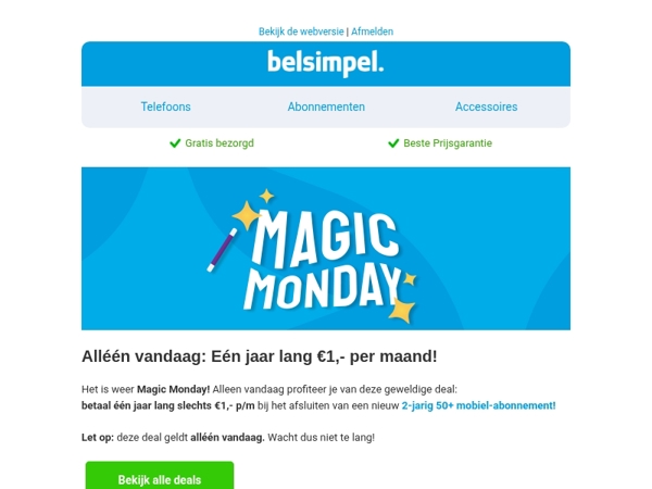 Eén jaar lang €1,- per maand!