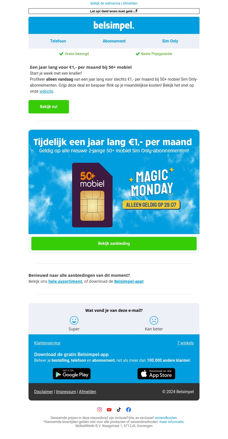 Alleen vandaag: Een jaar lang €1,- per maand Alleen vandaag: Een jaar lang €1,- per maand