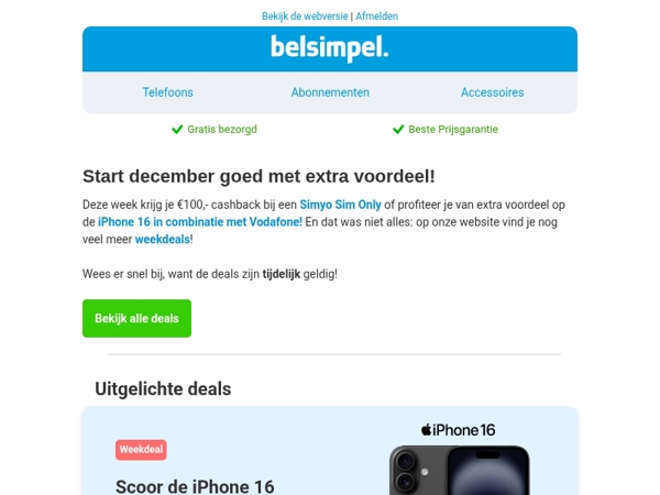 Ontvang nu €100,- cashback bij Simyo!