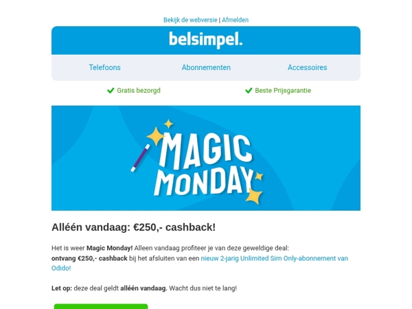 Ontvang €250,- cashback!