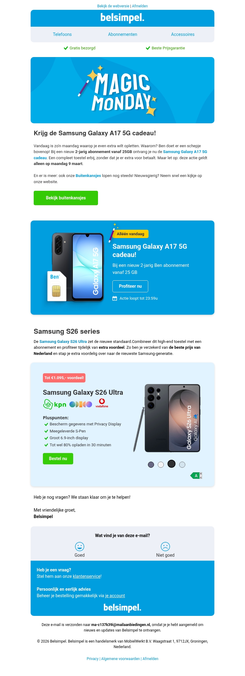 Krijg de Samsung Galaxy A17 5G cadeau! Krijg de Samsung Galaxy A17 5G cadeau!