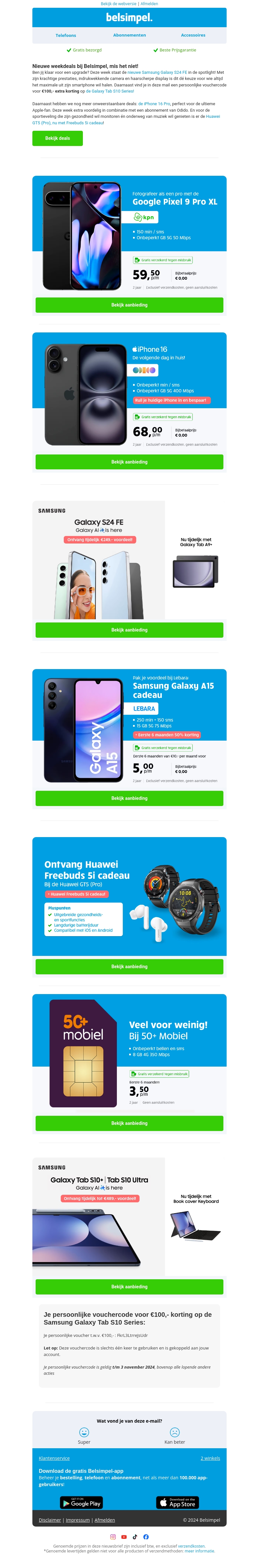 Nieuwe weekdeals bij Belsimpel Nieuwe weekdeals bij Belsimpel