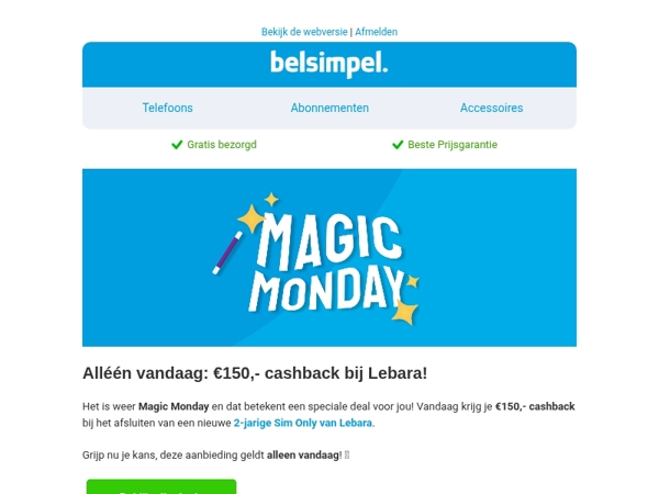 Ontvang €150,- cashback!