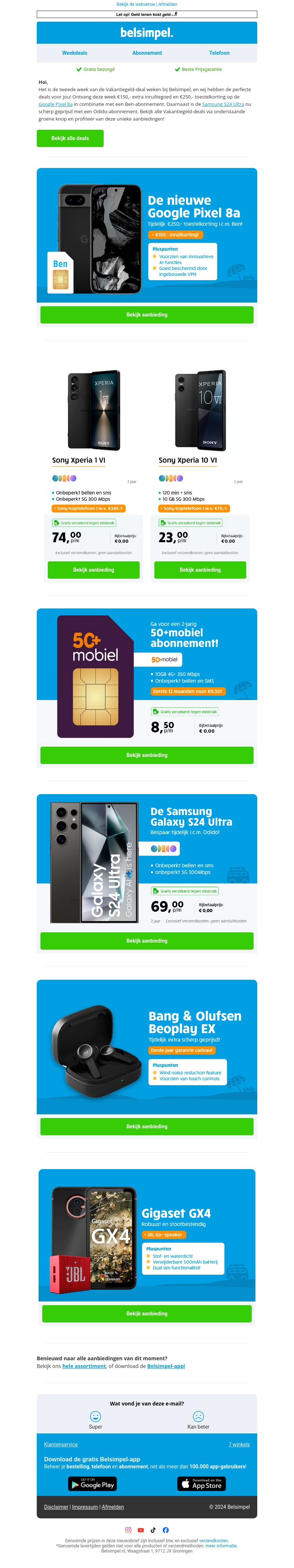 Vier de zomer met Vakantiegeld-deals bij Belsimpel! Vier de zomer met Vakantiegeld-deals bij Belsimpel!