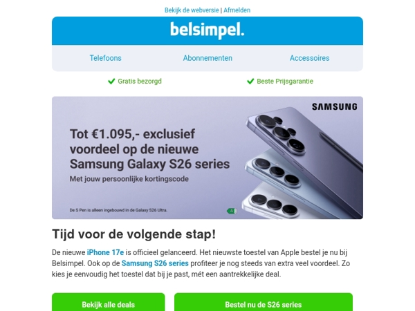 Nieuwe iPhone en tot €1.095,- korting op de Galaxy S26 series