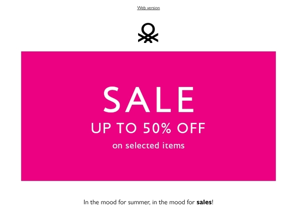 Summer sales begin: up to 50% off