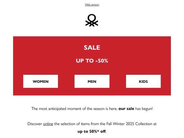 The sale is here up to -50%