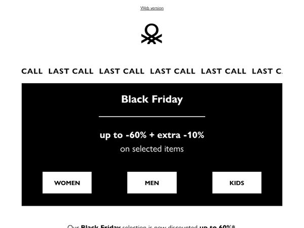 Black Friday: up to -60% + extra -10% online