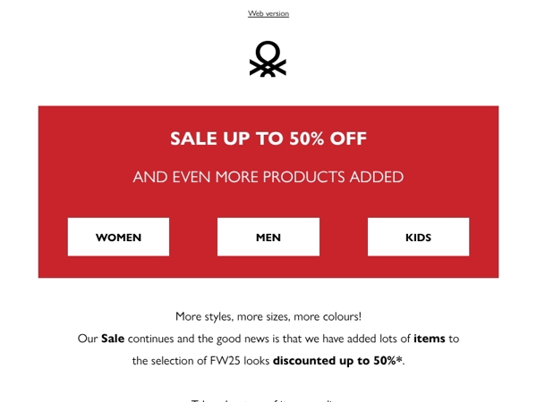 Sale: even more products up to 50% off