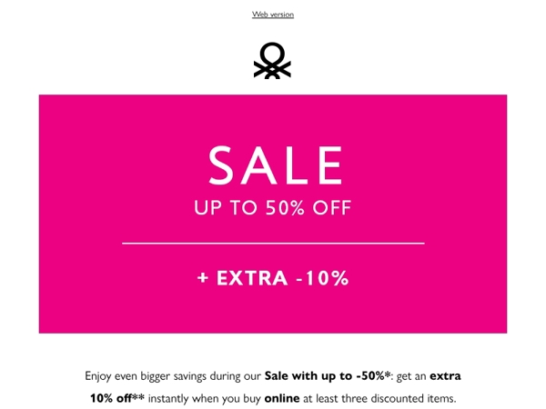 Sale up to -50% and Extra Promo -10%