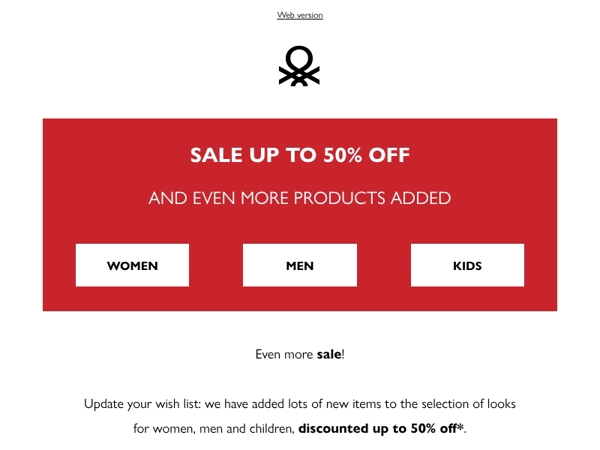 Sale: lots of new items up to 50% off are waiting for you