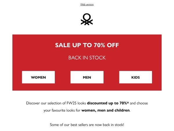 Sale up to 70% off: back in stock!