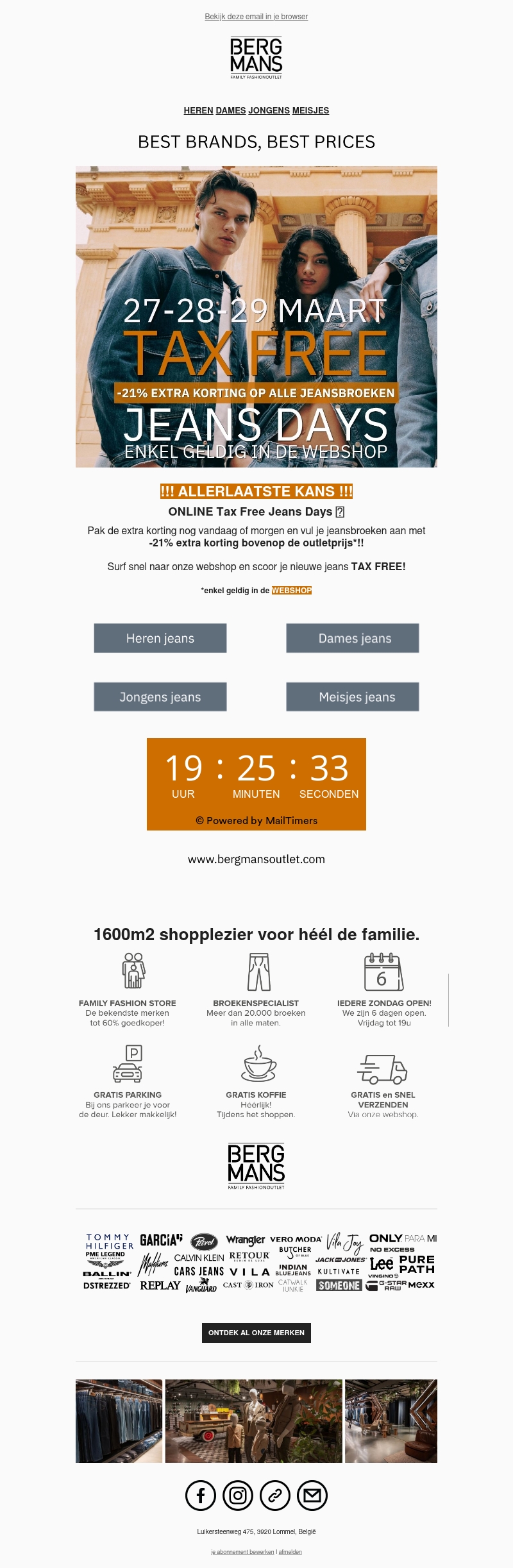 REMINDER LAATSE KLANS Tax Free op alle jeansbroeken! REMINDER LAATSE KLANS Tax Free op alle jeansbroeken!