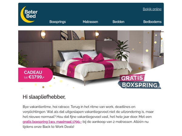 Ontvang een gratis boxspring tot max 1.799,-