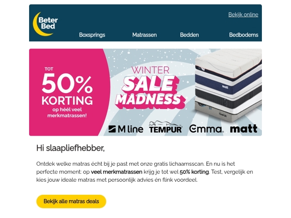 Lichaamsscan + tot 50% op topmatrassen