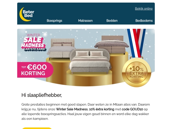 🥇 Ga voor goud, slaap als een kampioen!