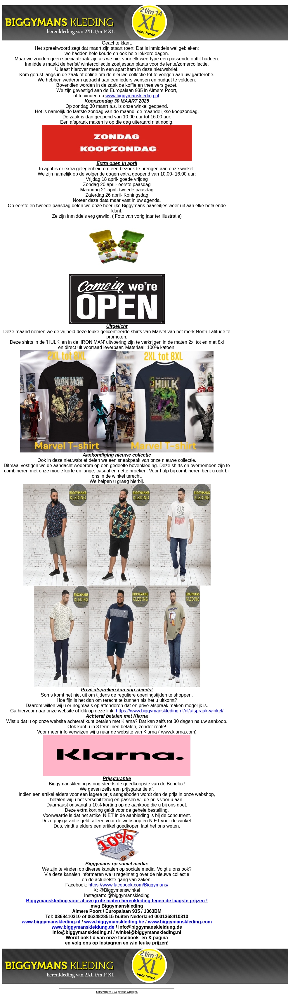 Koopzondag 30-03/ Extra geopend in April/ Sneakpeak lente-zomercollectie Koopzondag 30-03/ Extra geopend in April/ Sneakpeak lente-zomercollectie