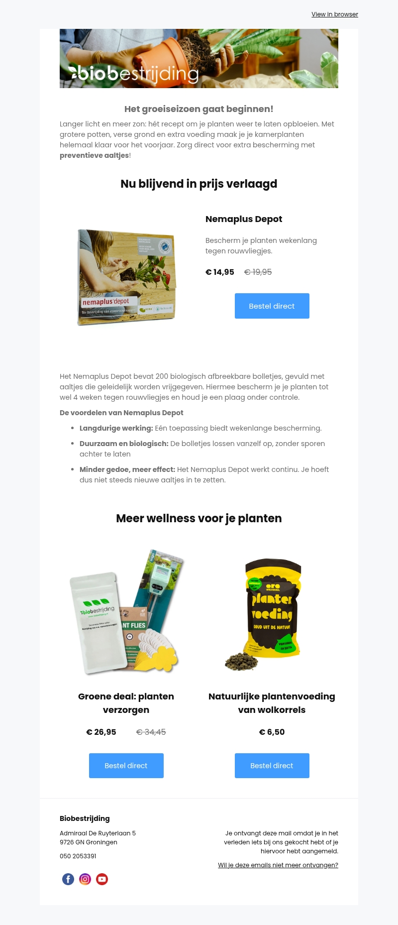Korting op preventieve aaltjes! 🌱 Bescherm planten in het groeiseizoen Korting op preventieve aaltjes! 🌱 Bescherm planten in het groeiseizoen