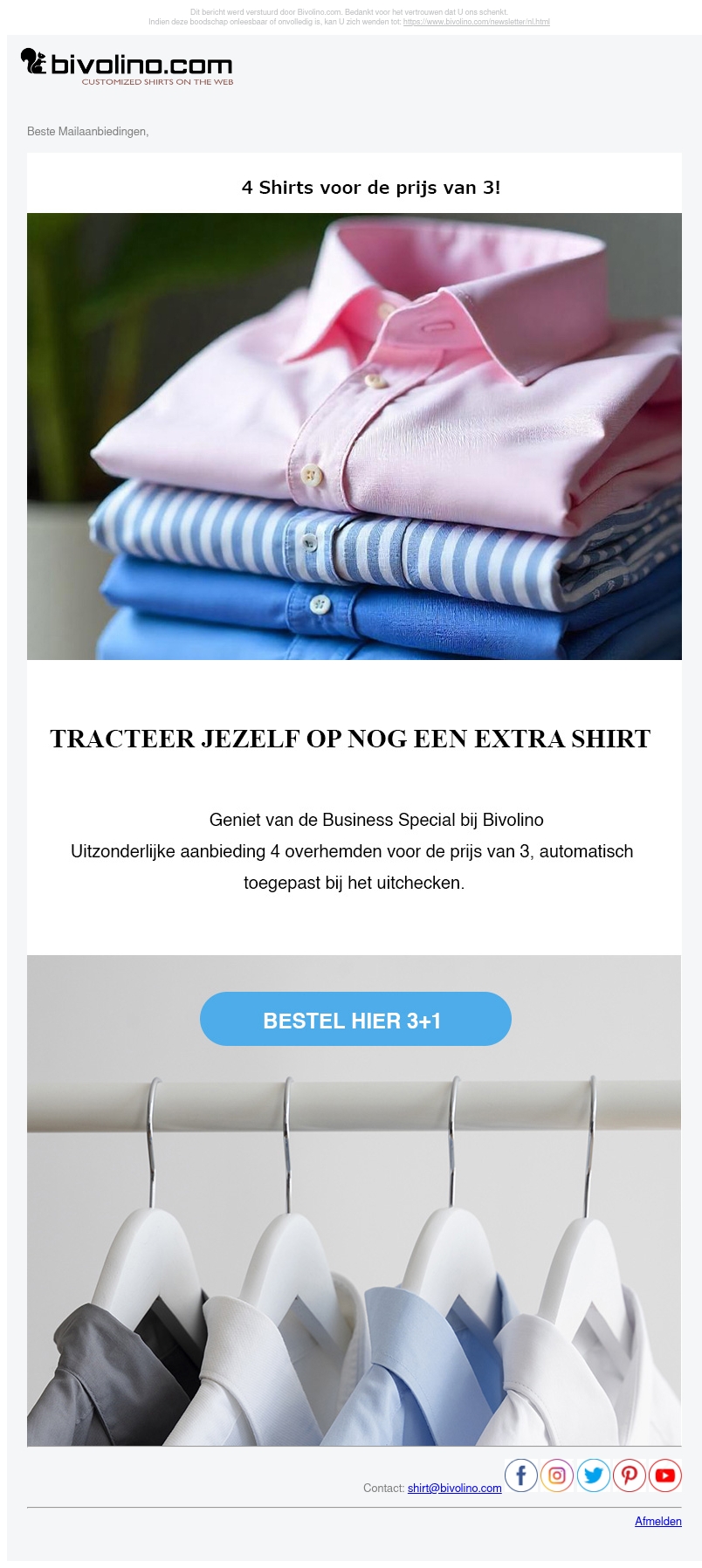BIVO4 Deal- Vier overhemden voor de prijs van drie BIVO4 Deal- Vier overhemden voor de prijs van drie