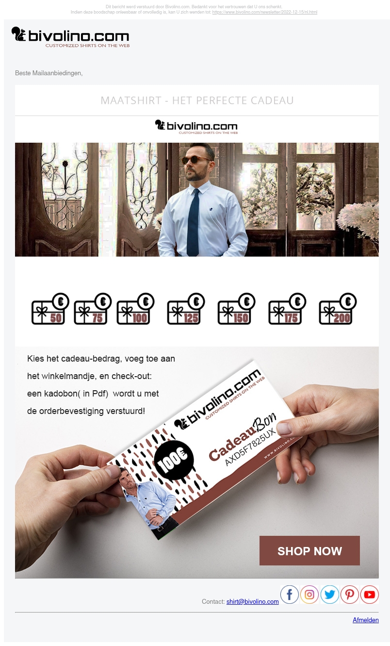 🎁 Speciaal Kerstmis : Bivolino gepersonaliseerd overhemd - Kadobon PDF! 🎁 Speciaal Kerstmis : Bivolino gepersonaliseerd overhemd - Kadobon PDF!