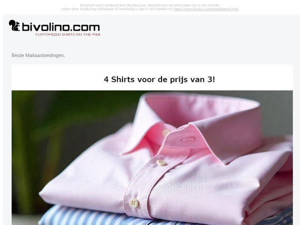 Laatste Oproep : BIVO4 Deal- Vier overhemden voor de prijs van drie