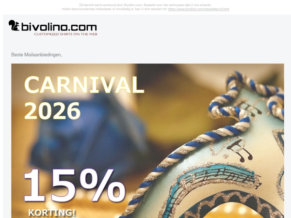 Carnaval gevoelens: 15% korting!🎆