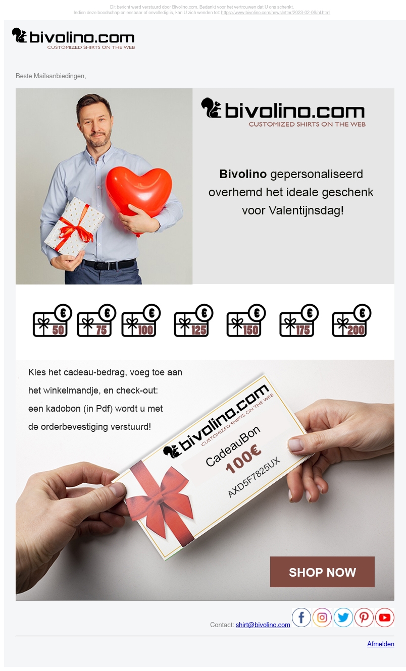 Bivolino gepersonaliseerd overhemd - het ideale geschenk voor Valentijnsdag! Bivolino gepersonaliseerd overhemd - het ideale geschenk voor Valentijnsdag!