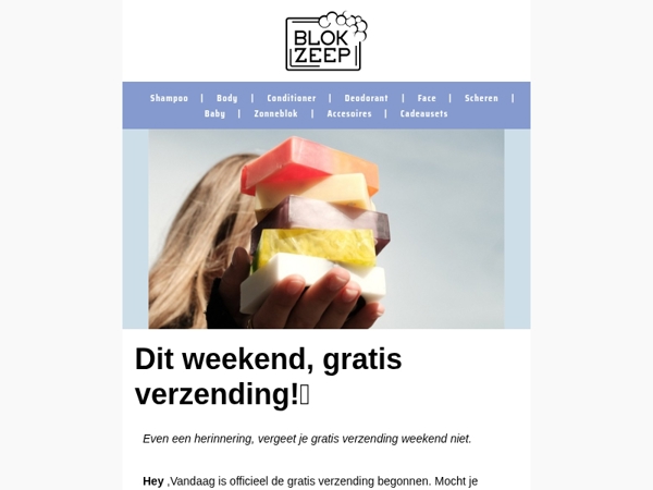 Vergeet je gratis verzending niet!