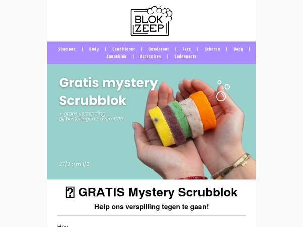 🎁 GRATIS Mystery Scrubblok: Help ons verspilling tegen te gaan!