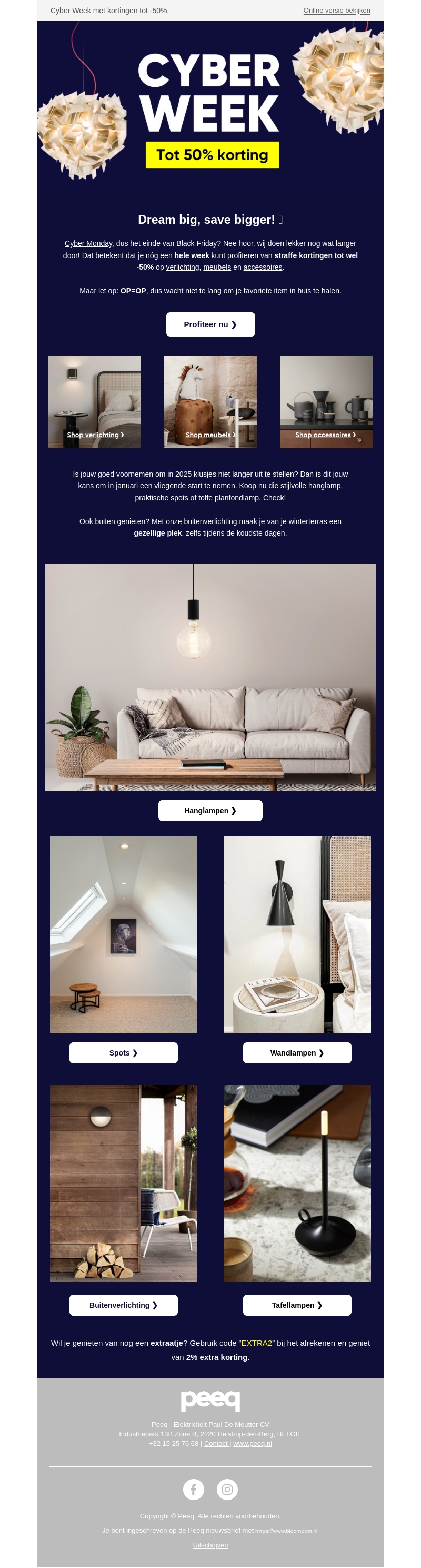 Cyber Monday = Cyber Week! Tot -50% korting Cyber Monday = Cyber Week! Tot -50% korting