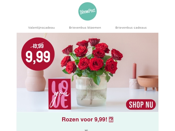 Rozen van 13,99 voor 9,99! 🌹