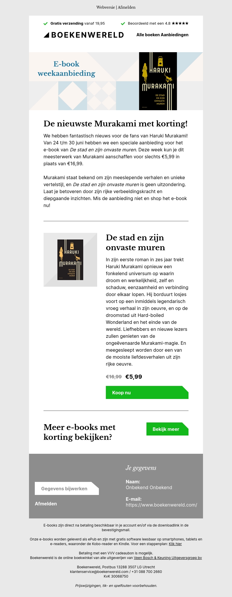 De nieuwste Murakami met korting! De nieuwste Murakami met korting!