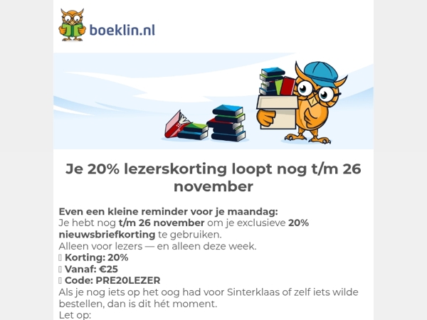 Kleine herinnering: je 20% korting loopt bijna af